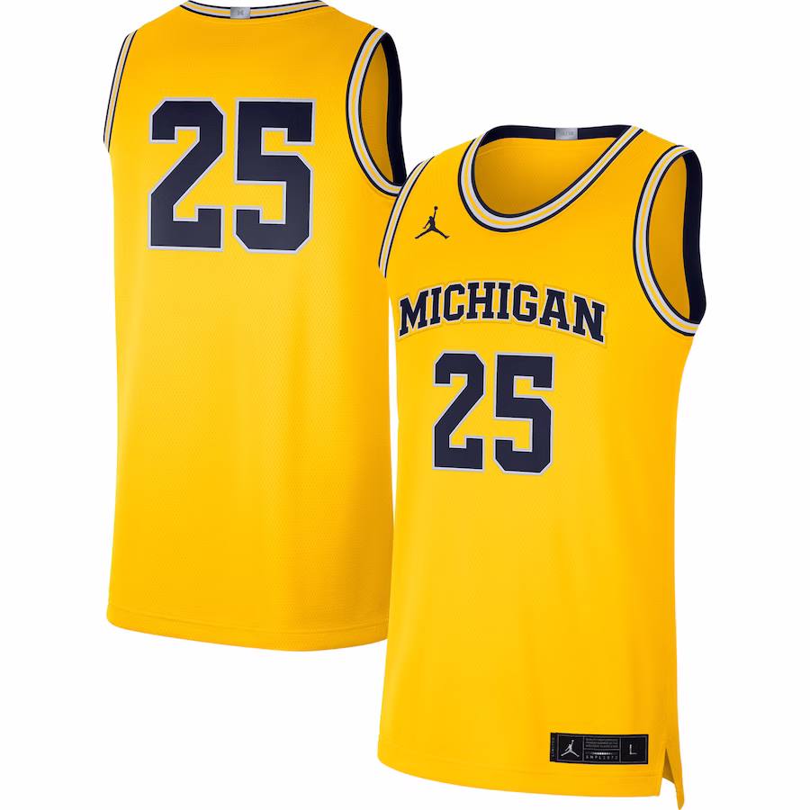 #25 Michigan Wolverines Jordan Brand Limited Basketball Jersey - Maize - Puhuasuan