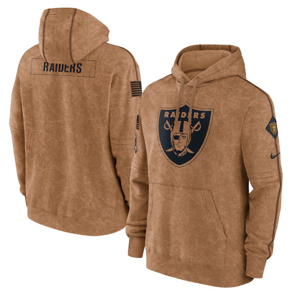Men's Las Vegas Raiders 2023 Brown Salute to Service Pullover Hoodie - Puhuasuan