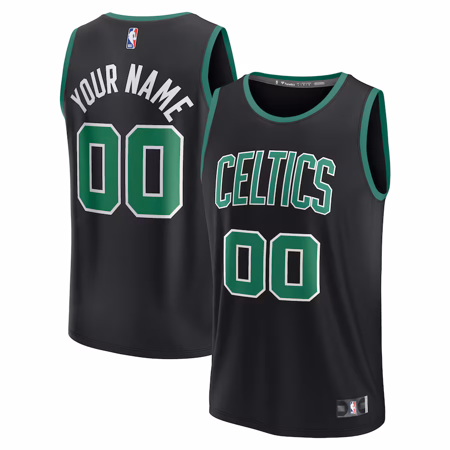 Youth Boston Celtics  Fanatics Black Fast Break Replica Custom Jersey - Statement Edition - Puhuasuan