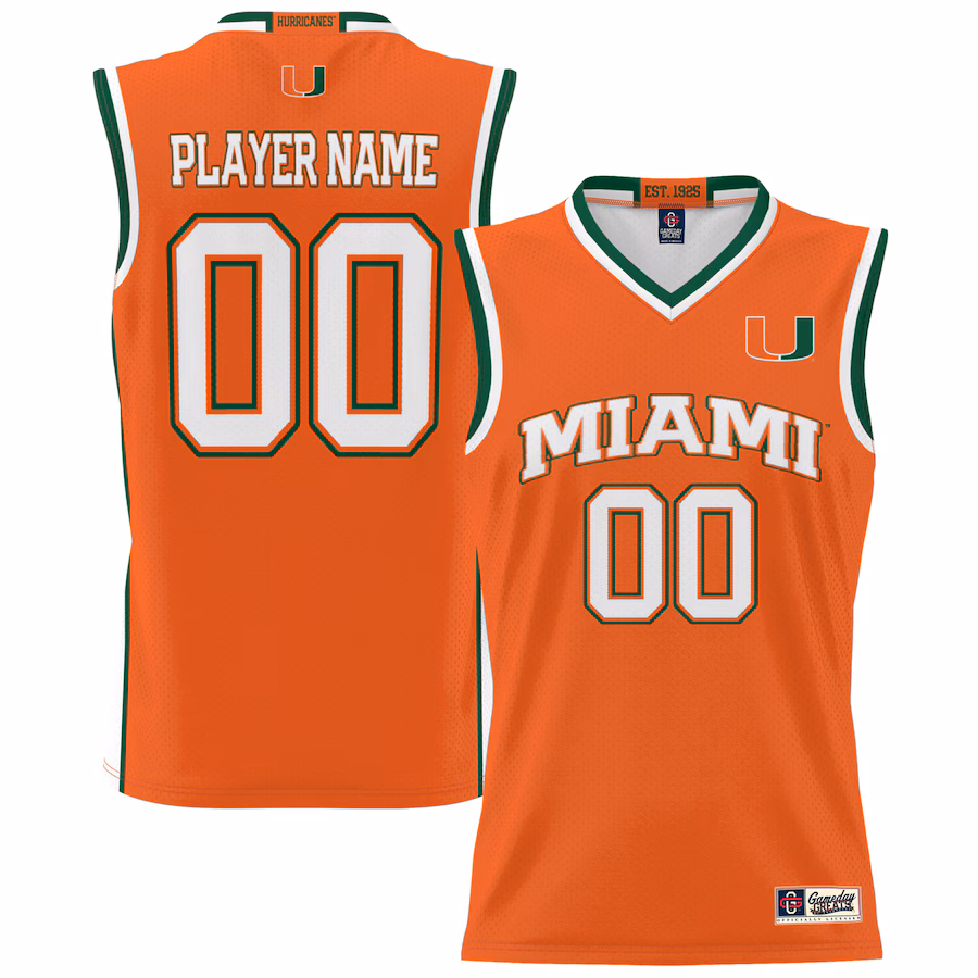 Miami Hurricanes GameDay Greats Youth NIL Pick-A-Player Lightweight Basketball Jersey - Orange - Puhuasuan
