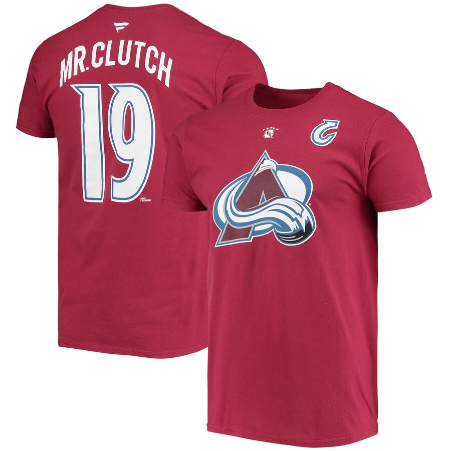 Men's Colorado Avalanche Joe Sakic Fanatics Burgundy Authentic Stack Retired Player Nickname & Number T-Shirt - Puhuasuan
