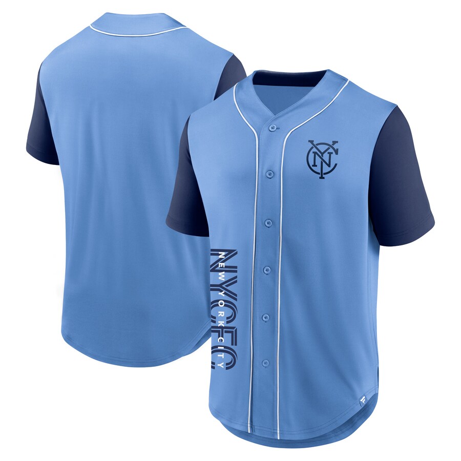 Men's New York City FC Fanatics Light Blue Balance Fashion Baseball Jersey - Puhuasuan