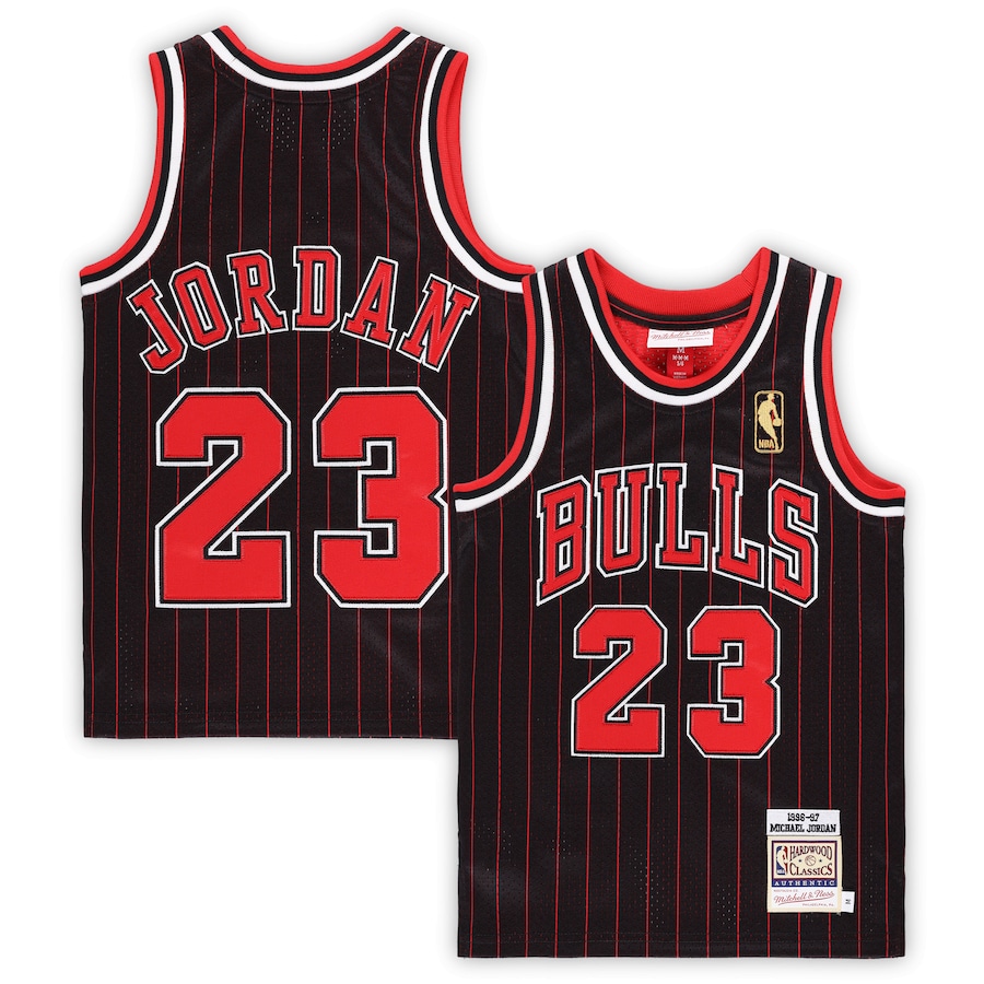 Preschool Chicago Bulls Michael Jordan Mitchell & Ness Black 1996/97 Hardwood Classics Authentic Jersey - Puhuasuan