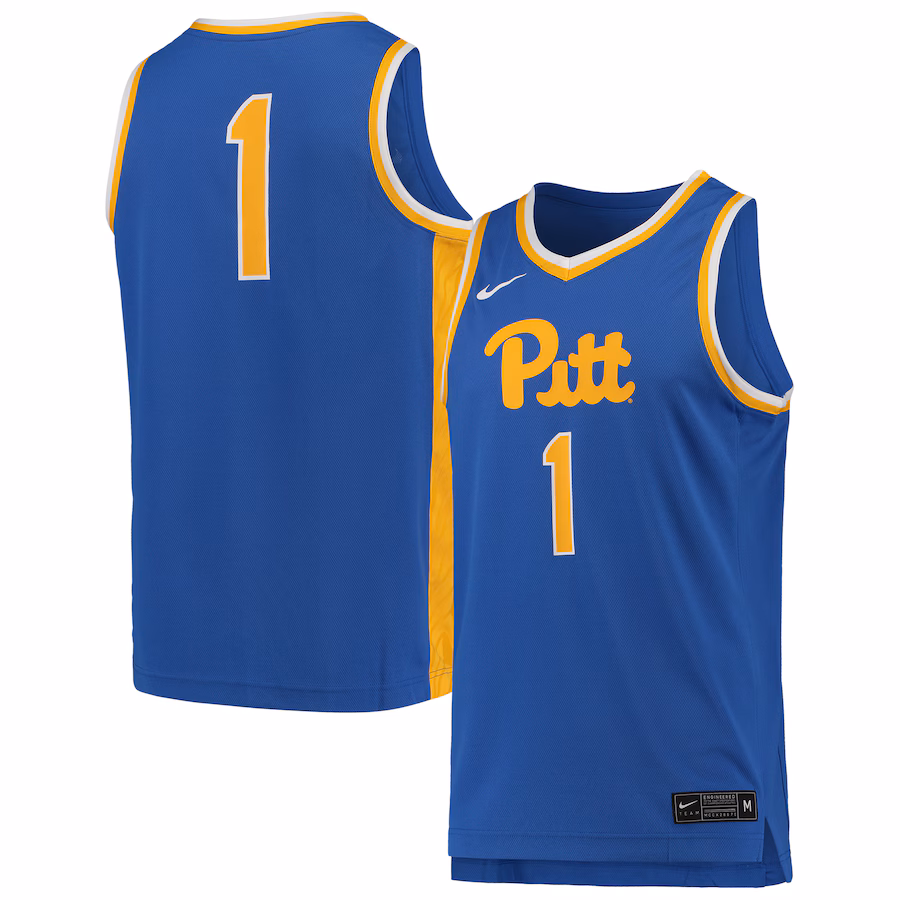 Men's Nike #1 Royal Pitt Panthers Team Replica Basketball Jersey - Puhuasuan