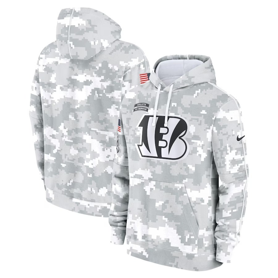 Men's Cincinnati Bengals Nike Arctic Camo 2024 Salute To Service Big & Tall Club Fleece Pullover Hoodie - Puhuasuan