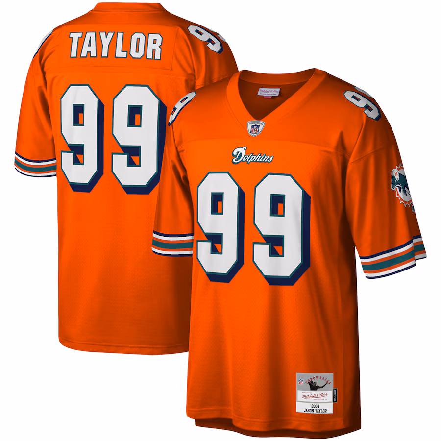 Men's Miami Dolphins Jason Taylor Mitchell & Ness Orange Legacy Replica Jersey - Puhuasuan