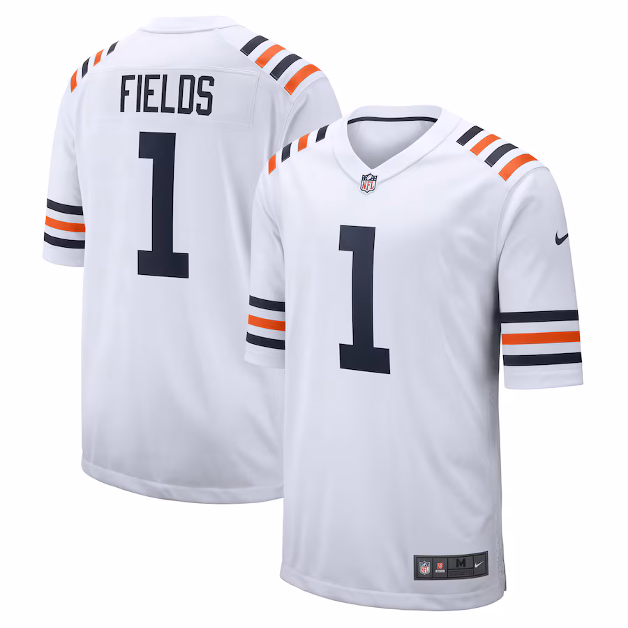 Men's Chicago Bears Justin Fields Nike White Alternate Classic Game Jersey - Puhuasuan