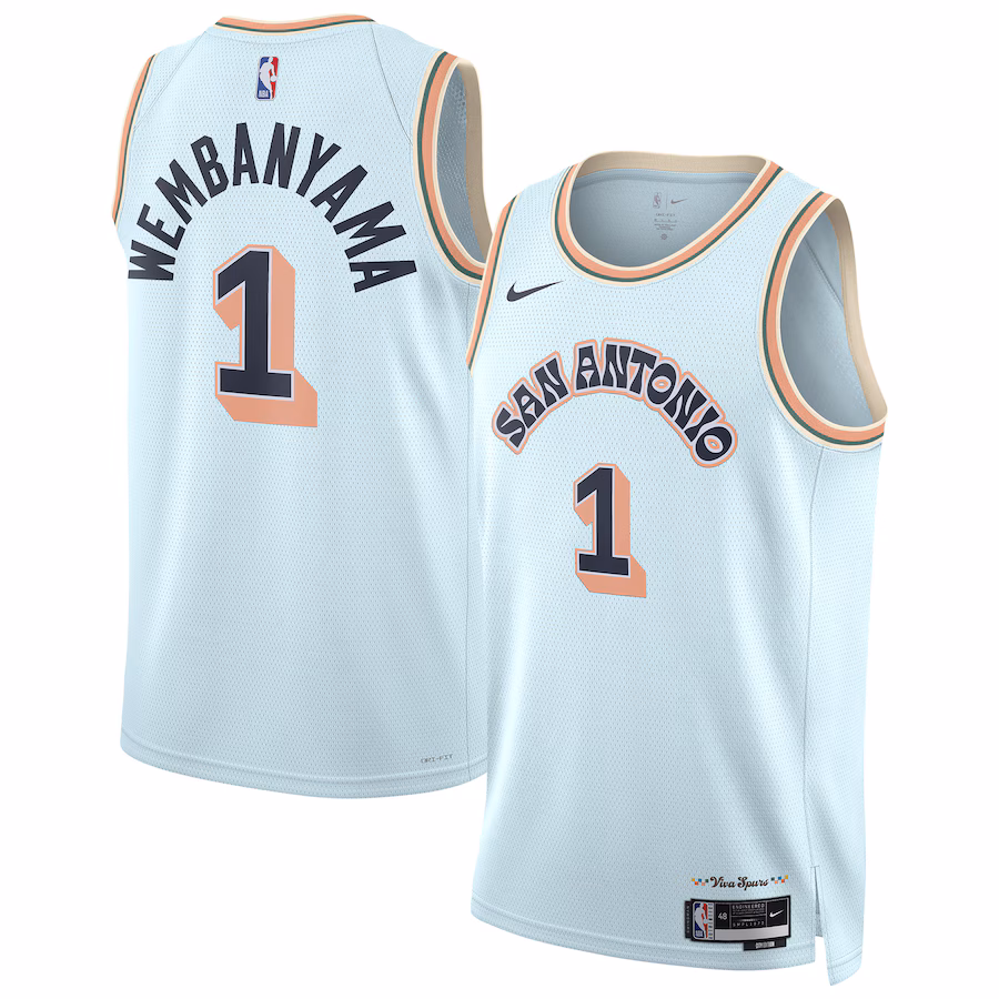 Unisex San Antonio Spurs Victor Wembanyama Nike Light Blue 2024/25 Swingman Player Jersey - City Edition - Puhuasuan