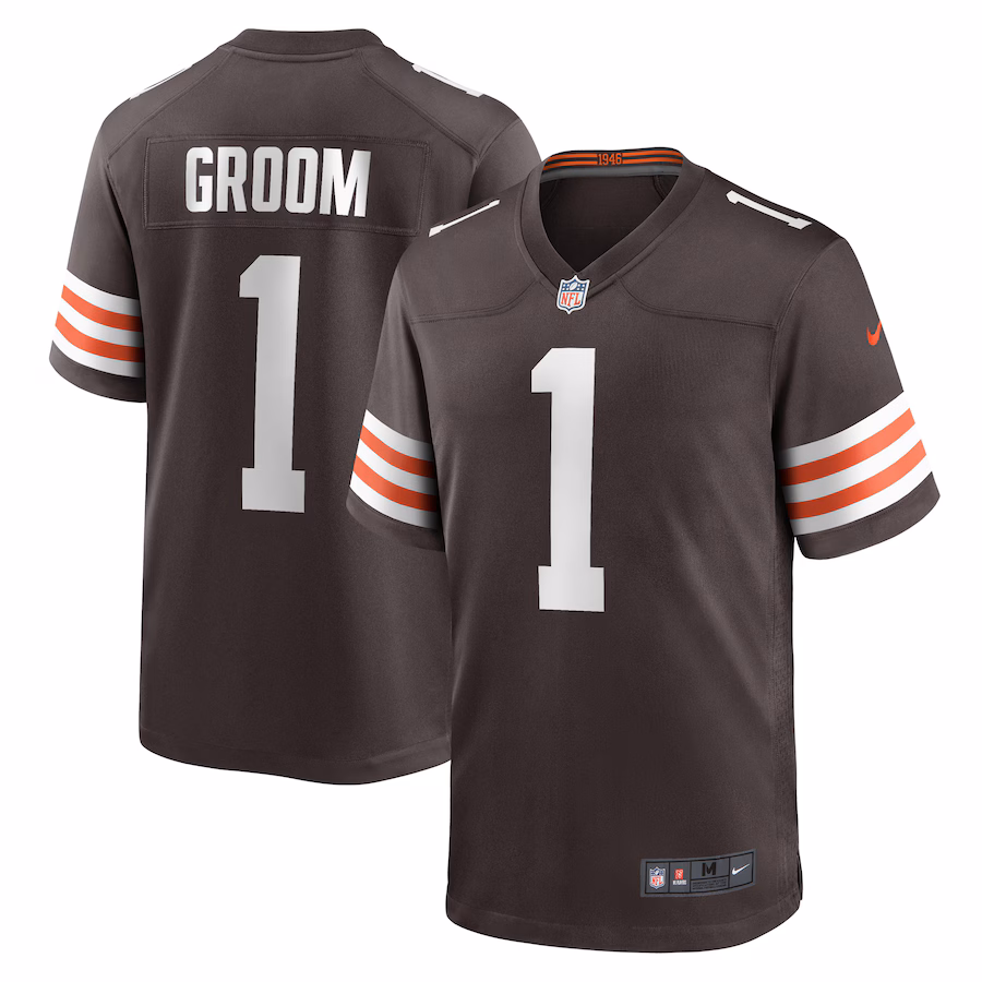 Men's Cleveland Browns Number 1 Groom Nike Brown Game Jersey - Puhuasuan