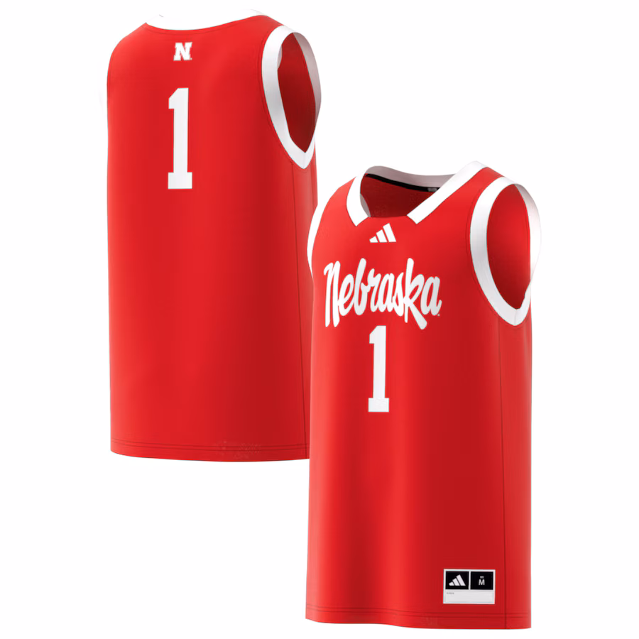 Men's adidas #1 Scarlet Nebraska Huskers Replica Swingman Jersey - Puhuasuan
