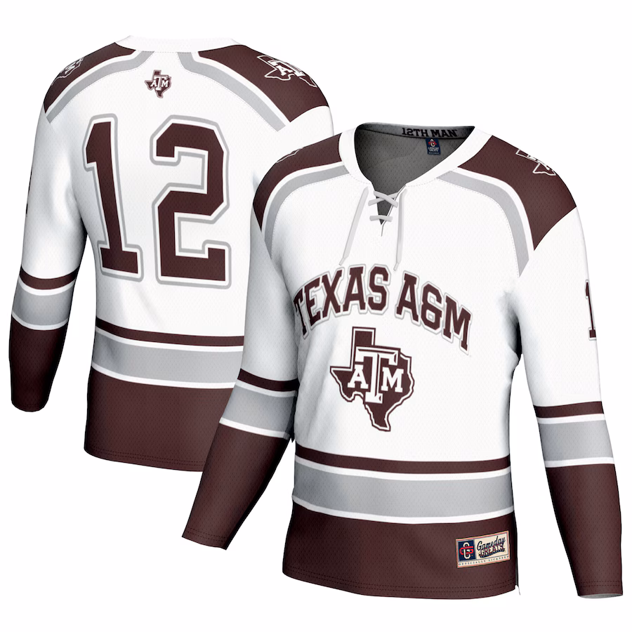 Youth GameDay Greats #12 White Texas A&M Aggies Hockey Fashion Jersey - Puhuasuan