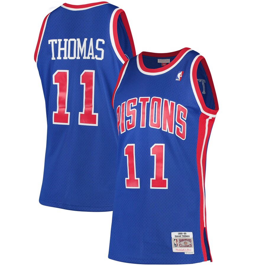 Men's Detroit Pistons Isiah Thomas Mitchell & Ness Blue 1988/89 Hardwood Classics Swingman Jersey - Puhuasuan