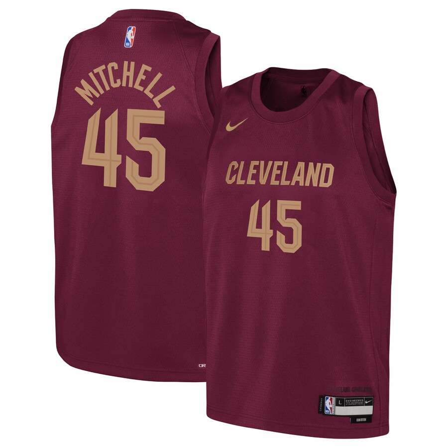 Youth Cleveland Cavaliers Donovan Mitchell Nike Wine Swingman Jersey - Icon Edition - Puhuasuan