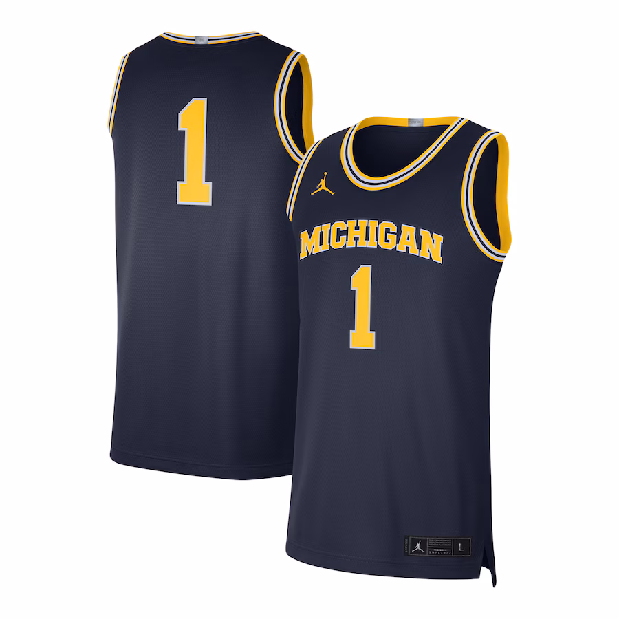 Men's Jordan Brand #1 Navy Michigan Wolverines Limited Authentic Jersey - Puhuasuan