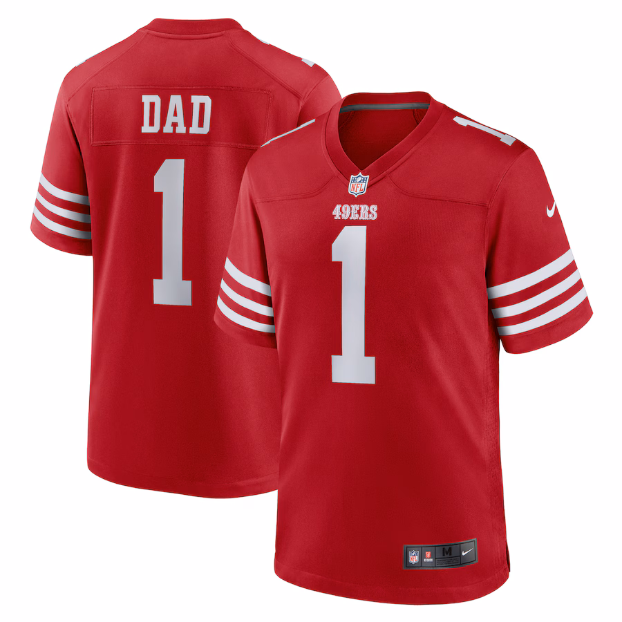 Men's San Francisco 49ers Number 1 Dad Nike Scarlet Game Jersey - Puhuasuan