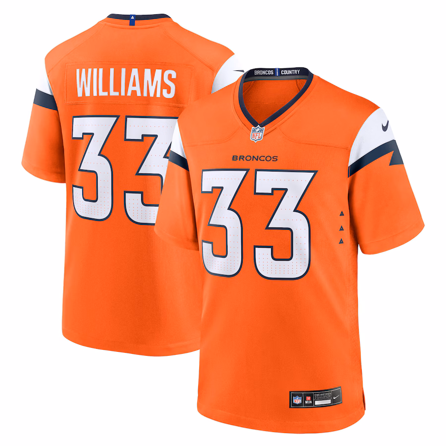 Men's Denver Broncos Javonte Williams Nike Orange Mile High Collection Game Jersey - Puhuasuan