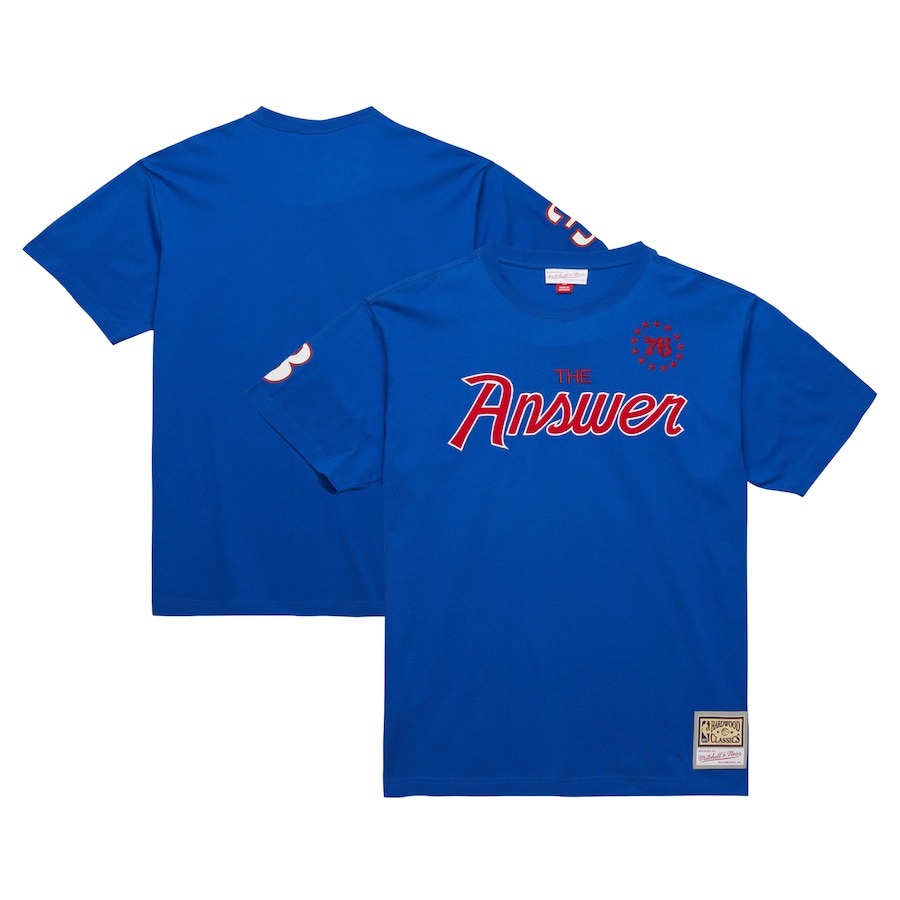 Men's Philadelphia 76ers Allen Iverson Mitchell & Ness Royal Premium Nickname T-Shirt - Puhuasuan