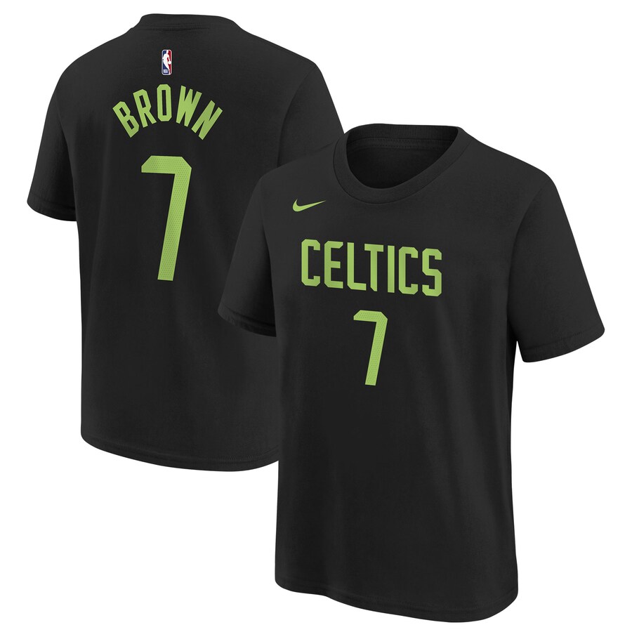 Youth Boston Celtics Jaylen Brown Nike Black 2024/25 City Edition Name & Number T-Shirt - Puhuasuan