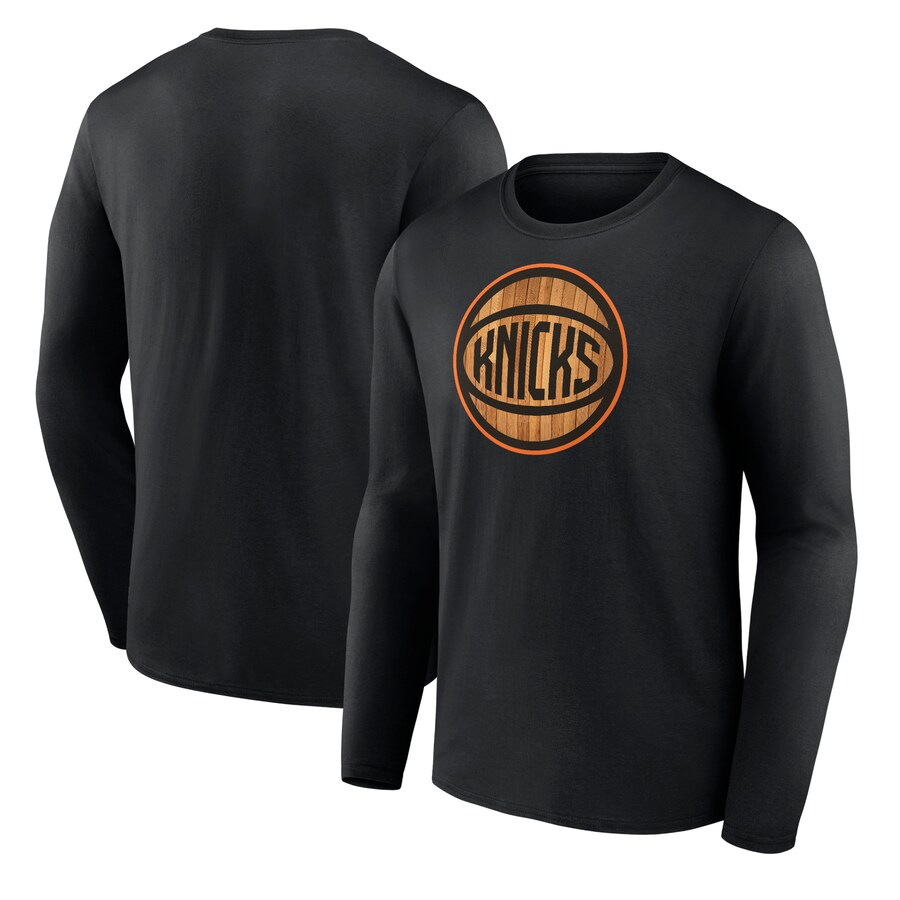 Men's New York Knicks  Black Hardwood Long Sleeve T-Shirt - Puhuasuan
