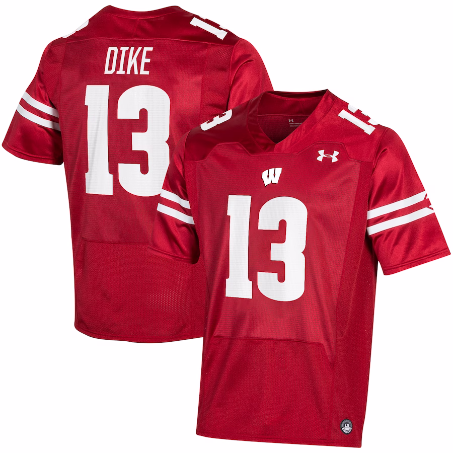 Chimere Dike Wisconsin Badgers Under Armour Player Game Jersey - Red - Puhuasuan