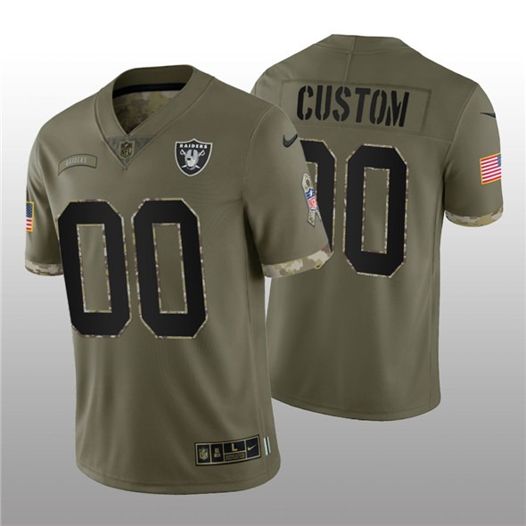 Men's Las Vegas Raiders ACTIVE PLAYER Custom 2022 Olive Salute To Service Limited Stitched Jersey - Puhuasuan