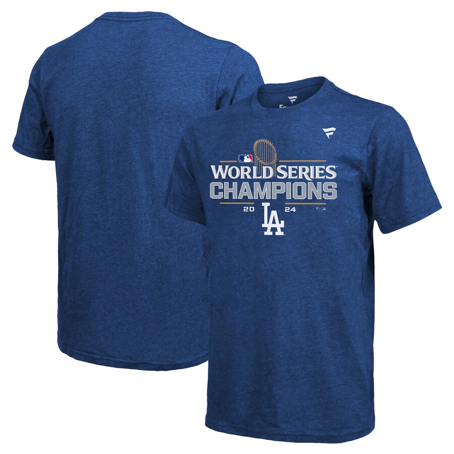 Men's Los Angeles Dodgers Fanatics Royal 2024 World Series Champions Locker Room Jersey Tri-Blend T-Shirt - Puhuasuan