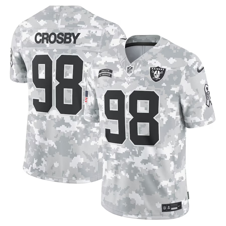 Men's Las Vegas Raiders Maxx Crosby Nike Arctic Camo 2024 Salute to Service Limited Jersey - Puhuasuan