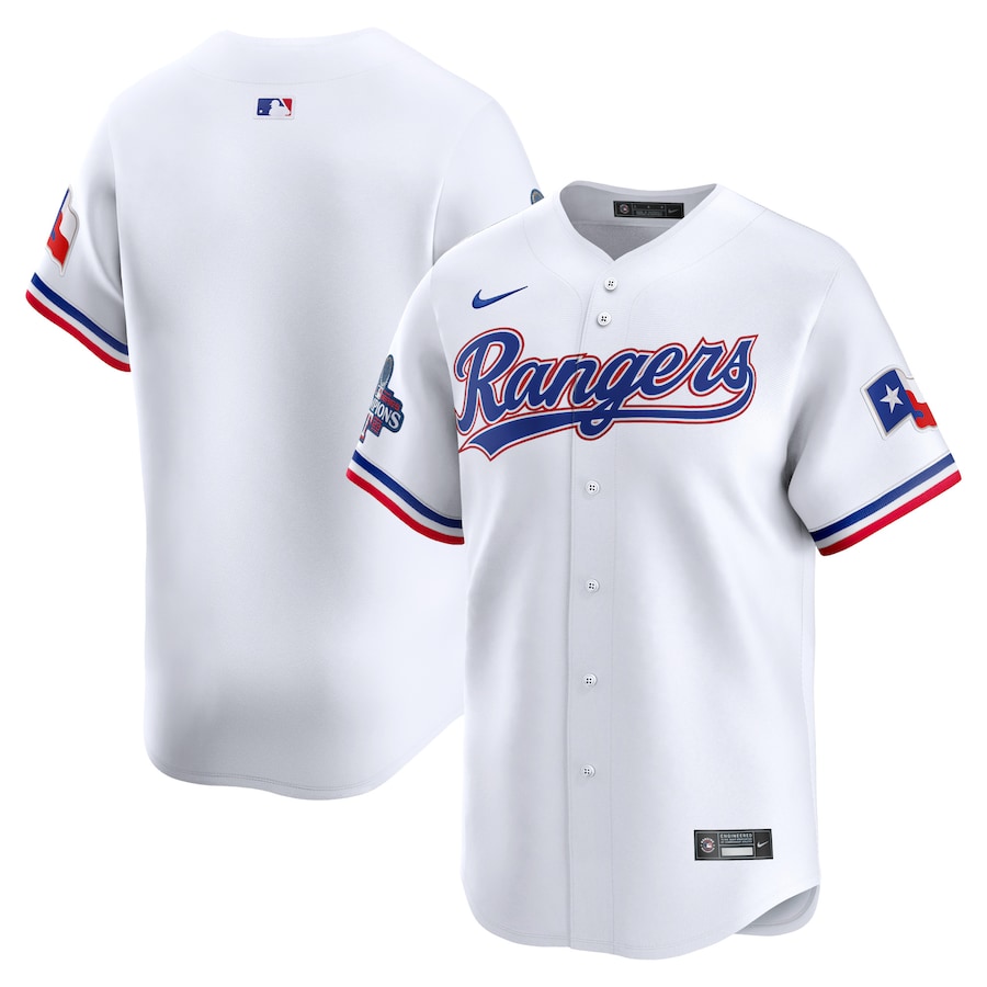 Men's Texas Rangers  Nike White Home 2023 World Series Champions Limited Jersey - Puhuasuan