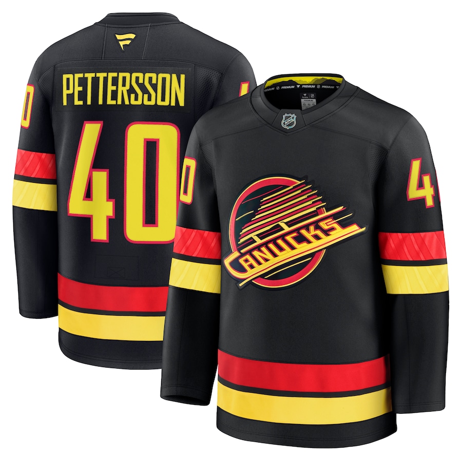 Men's Vancouver Canucks Elias Pettersson Fanatics Black Alternate Premium Jersey - Puhuasuan