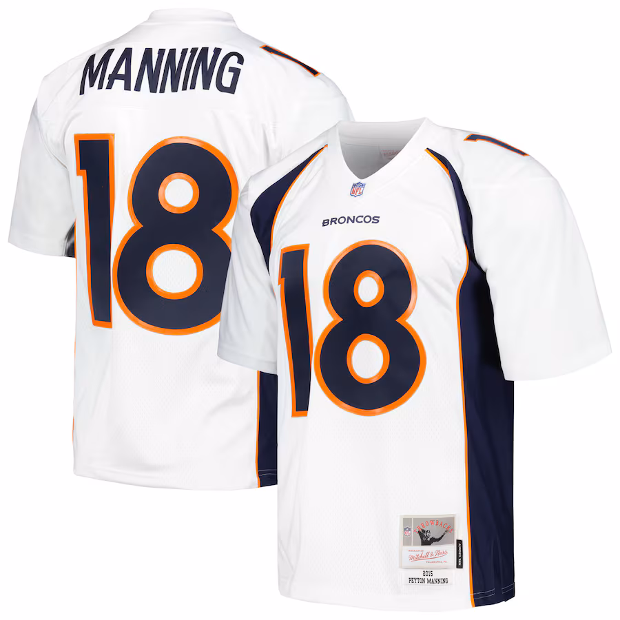 Men's Denver Broncos Peyton Manning Mitchell & Ness White Legacy Replica Jersey - Puhuasuan