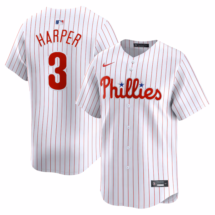 Youth Philadelphia Phillies Bryce Harper Nike White Home Limited Player Jersey - Puhuasuan
