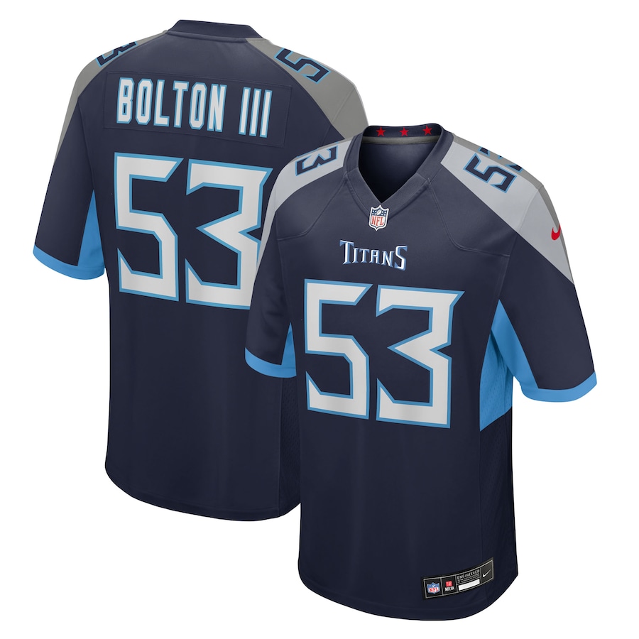 Men's Tennessee Titans Curtis Bolton III Nike Navy Team Game Jersey - Puhuasuan