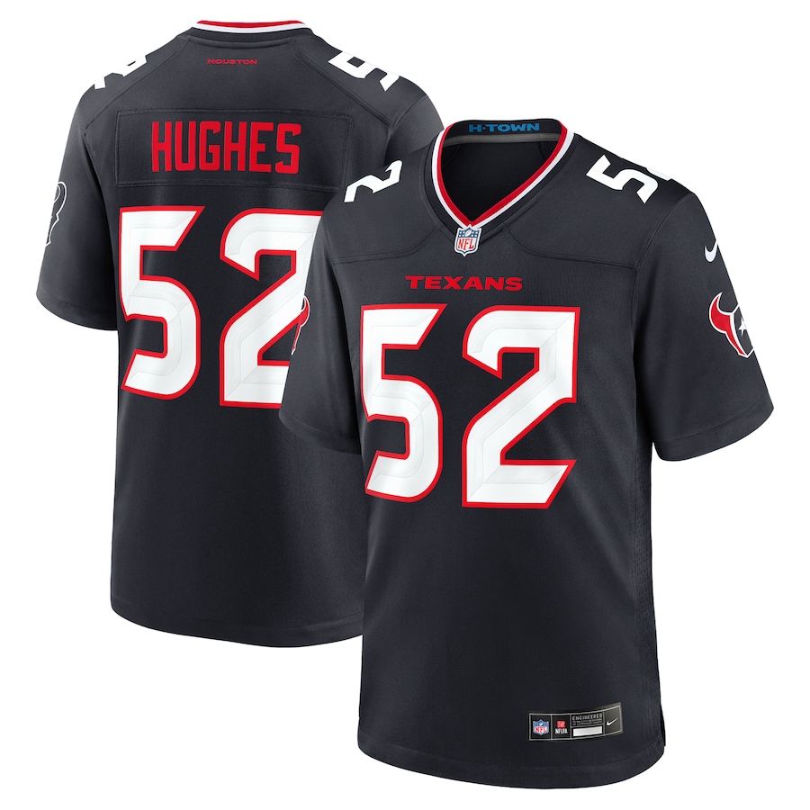 Men's Houston Texans Jerry Hughes Nike Navy Team Game Jersey - Puhuasuan