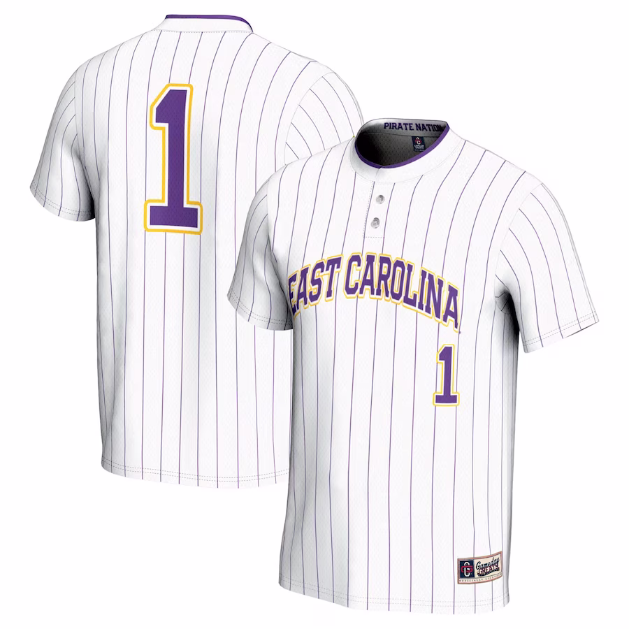 #1 ECU Pirates GameDay Greats Youth Lightweight Softball Jersey - White - Puhuasuan