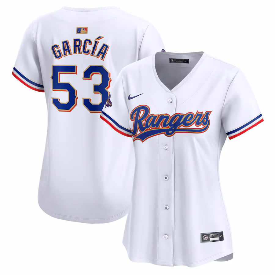 Women's Texas Rangers Adolis Garcia Nike White 2024 Gold Collection Limited Player Jersey - Puhuasuan