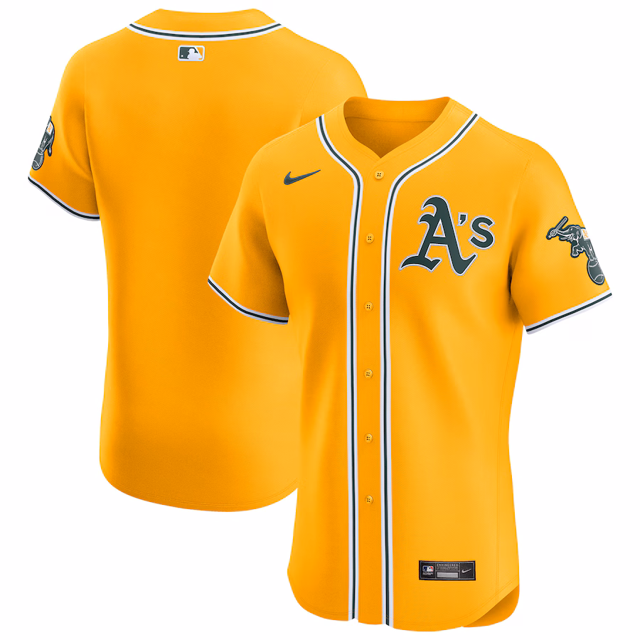 Men's Oakland Athletics Nike Gold Alternate Vapor Premier Elite Patch Jersey - Puhuasuan