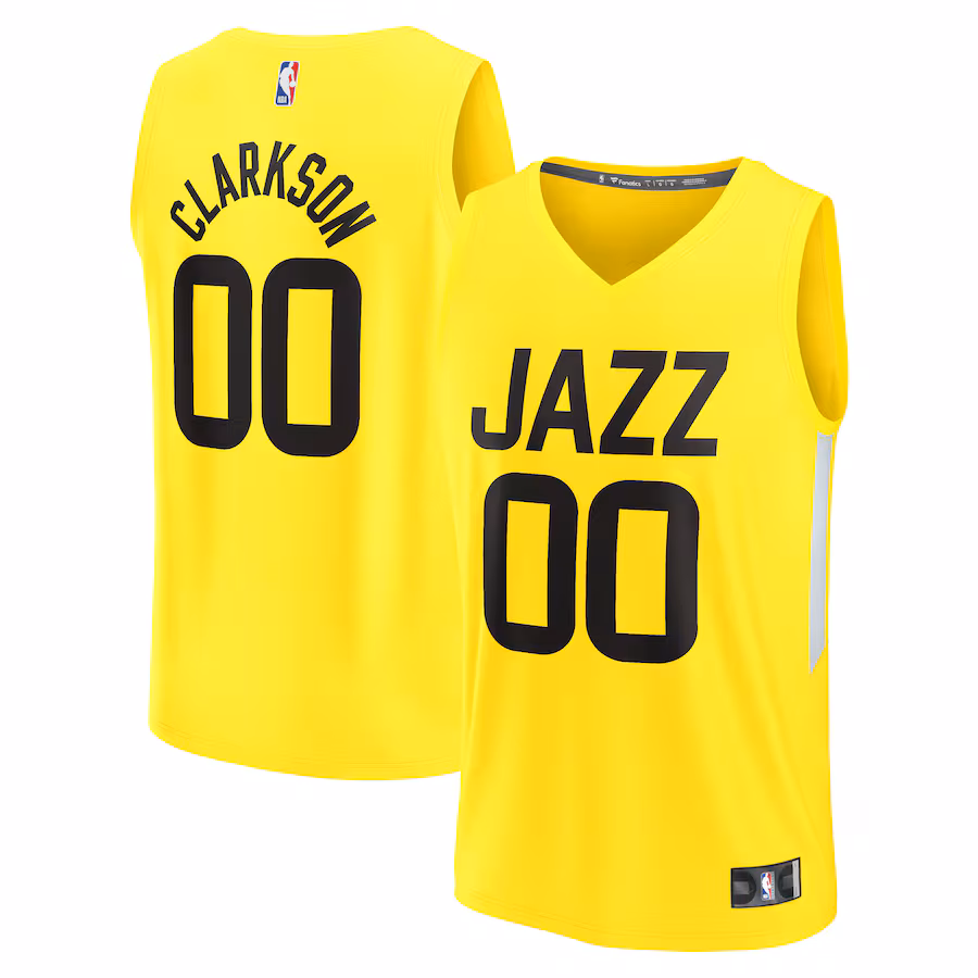 Youth Utah Jazz Jordan Clarkson Fanatics Yellow Fast Break Player Jersey - Icon Edition - Puhuasuan