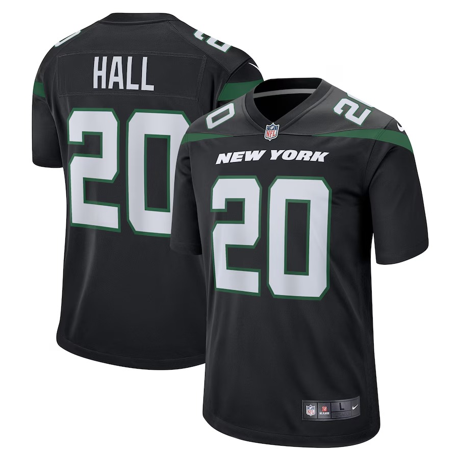 Men's New York Jets Breece Hall Nike Stealth Black Alternate Game Player Jersey - Puhuasuan