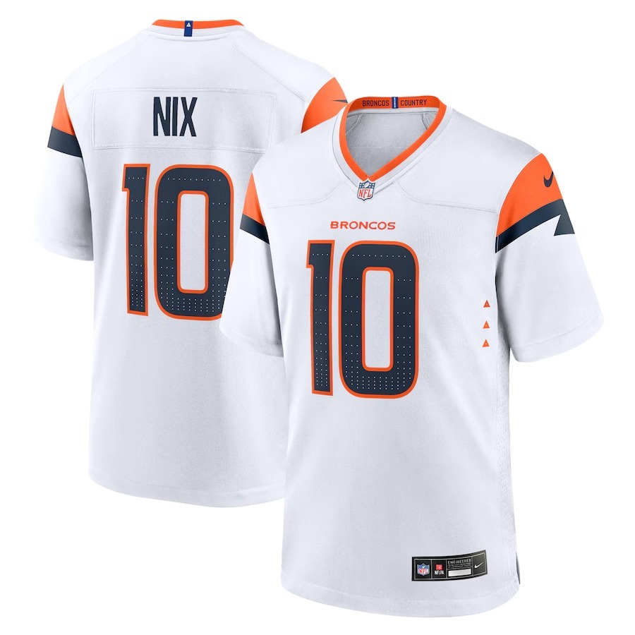 Men's Denver Broncos Bo Nix Nike  White Game Jersey - Puhuasuan