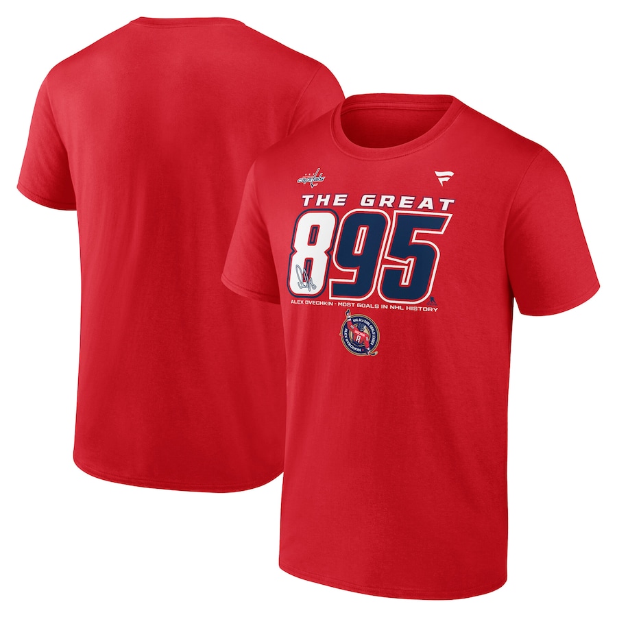 Men's Washington Capitals Alexander Ovechkin Red NHL All-Time Leading Goal Scorer 895 T-Shirt - Puhuasuan