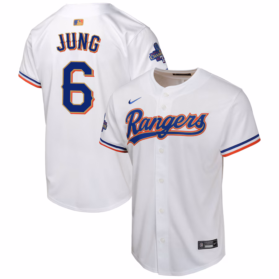 Youth Texas Rangers Josh Jung Nike White 2024 Gold Collection Limited Player Jersey - Puhuasuan