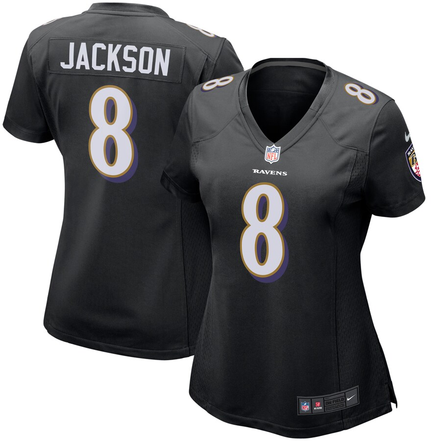 Women's Baltimore Ravens Lamar Jackson Nike Black Game Event Jersey - Puhuasuan