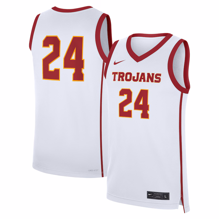 Men's Nike #24 White USC Trojans Home Replica Jersey - Puhuasuan