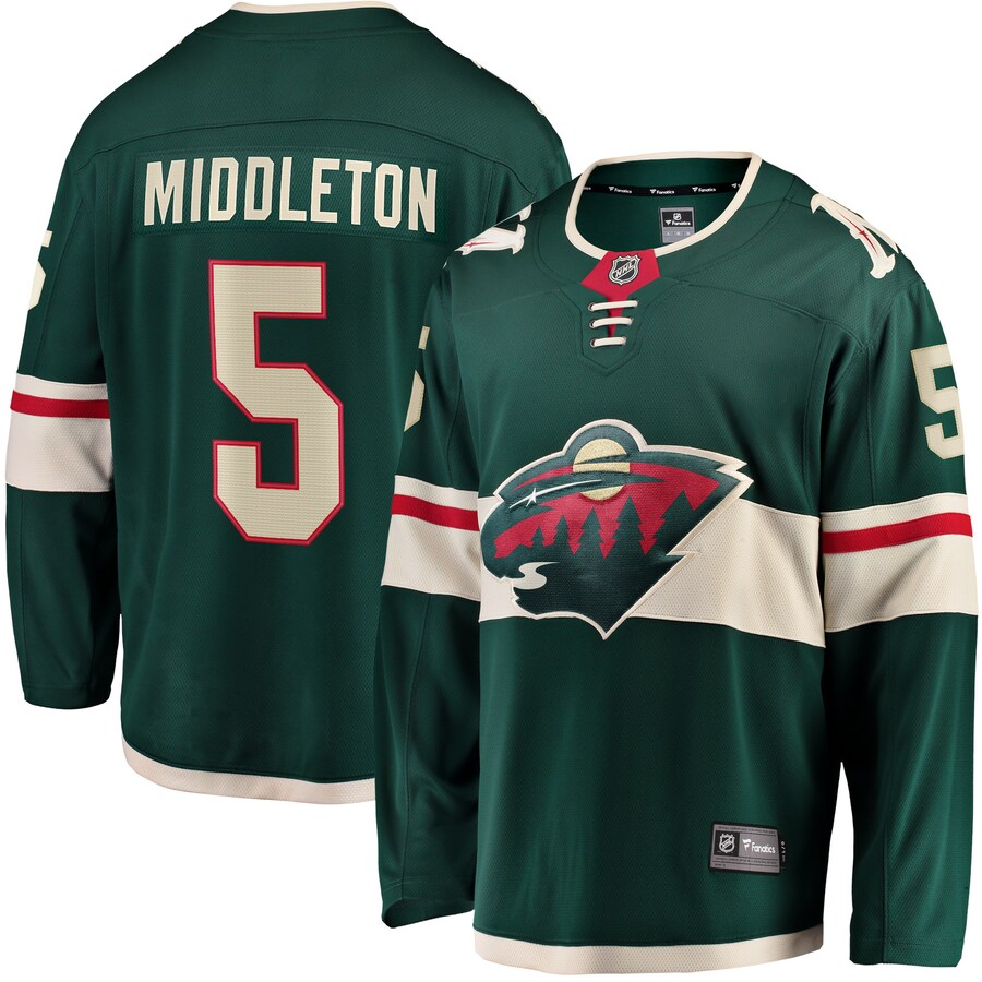 Men's Minnesota Wild Jake Middleton Fanatics Branded Green Home Breakaway Player Jersey - Puhuasuan