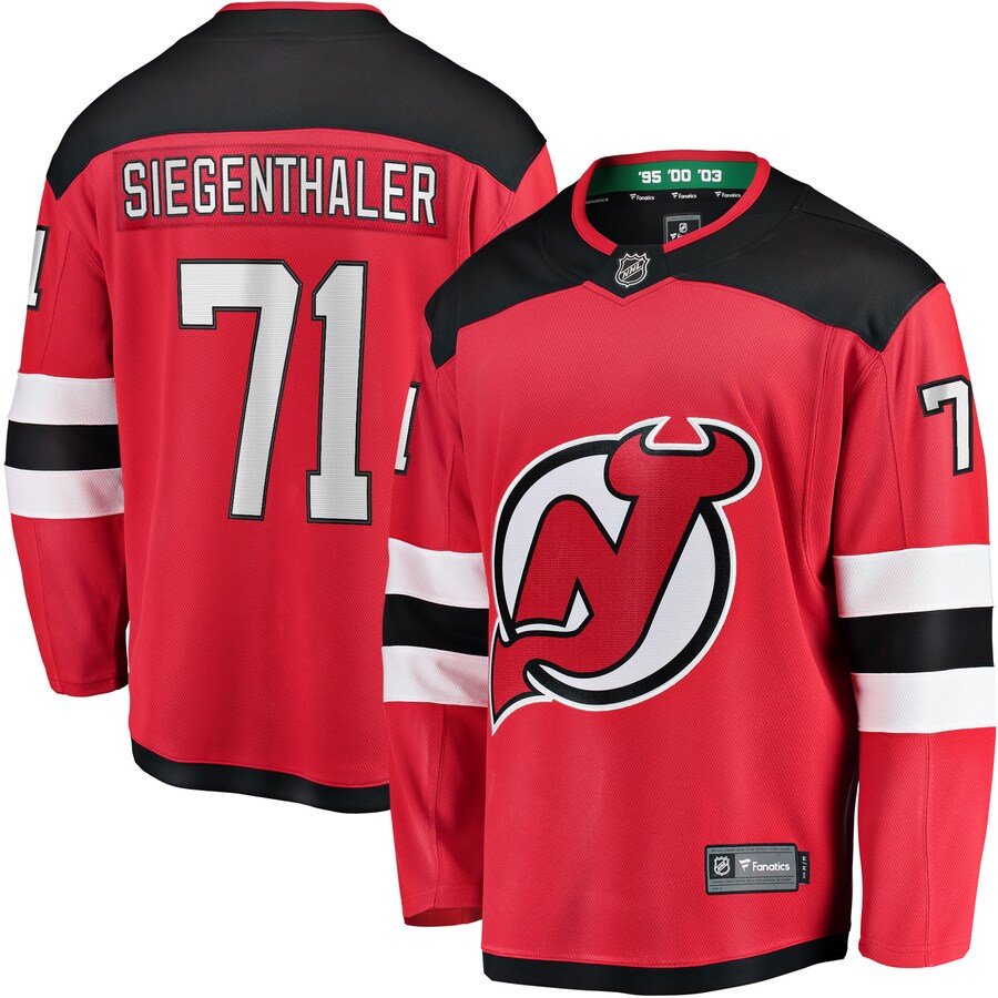 Men's New Jersey Devils Jonas Siegenthaler Fanatics Branded Red Home Breakaway Player Jersey - Puhuasuan