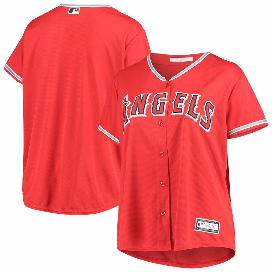 Women's Los Angeles Angels Red Plus Size Alternate Replica Team Jersey - Puhuasuan
