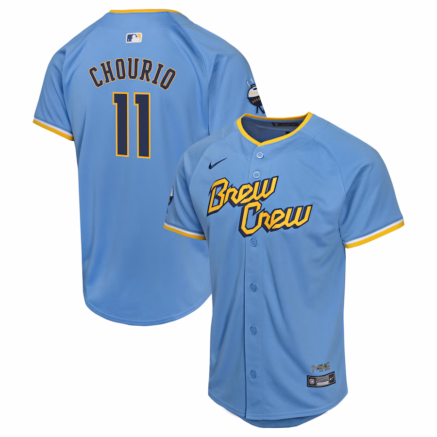 Youth Milwaukee Brewers Jackson Chourio Nike Powder Blue City Connect Limited Player Jersey - Puhuasuan