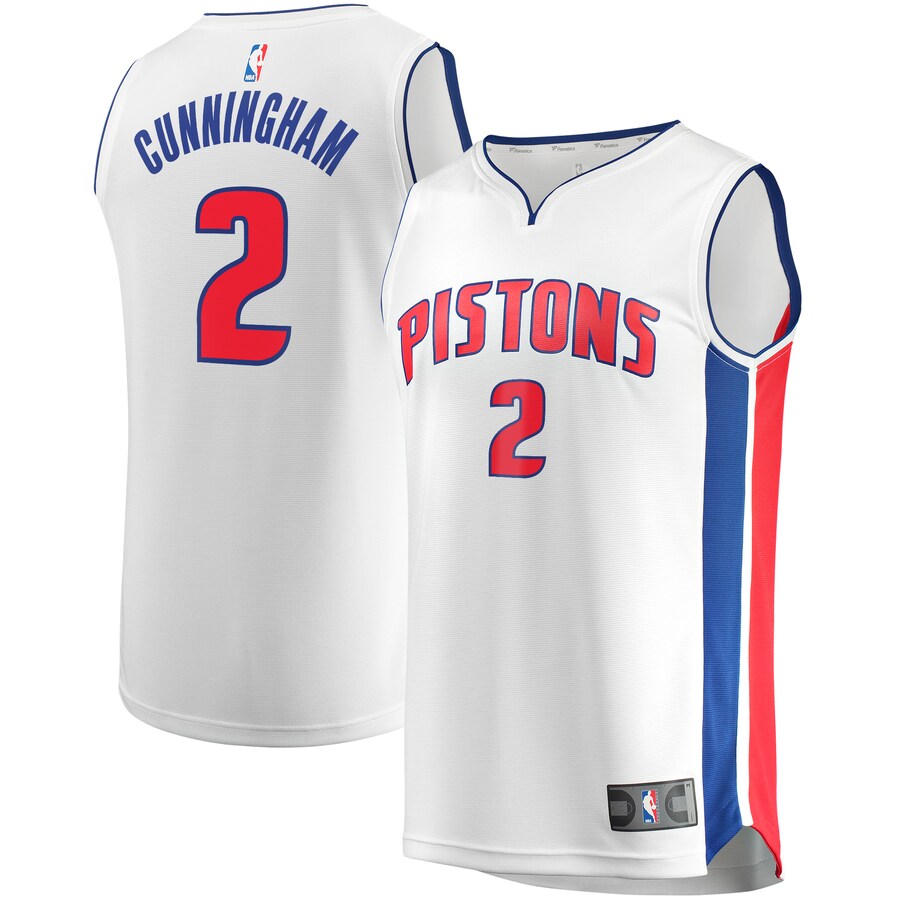 Men's Detroit Pistons Cade Cunningham Fanatics White Fast Break Replica Jersey - Association Edition - Puhuasuan
