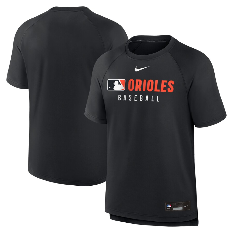 Men's Baltimore Orioles Nike Black Authentic Collection Pregame Raglan Performance T-Shirt - Puhuasuan