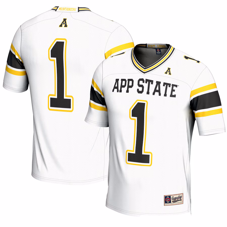 Men's GameDay Greats #1 White Appalachian State Mountaineers Endzone Football Jersey - Puhuasuan